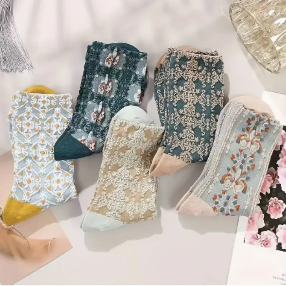 Floral Tube Socks Variety 5 Pack